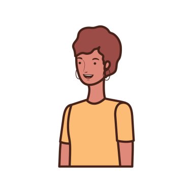 Beyaz arka planda genç bir kadın