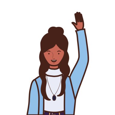 Beyaz arka planda genç bir kadın