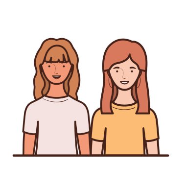 Beyaz arka planda genç kadınlar