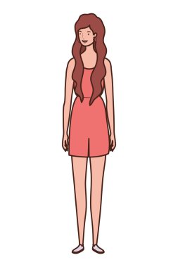 Beyaz arka plan üzerinde duran genç kadın