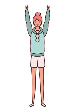 Beyaz arka plan üzerinde duran genç kadın