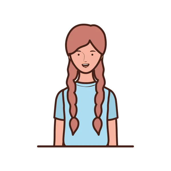 Mujer joven sobre fondo blanco — Vector de stock