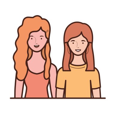 Beyaz arka planda genç kadınlar