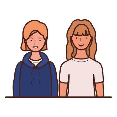 Beyaz arka planda genç kadınlar