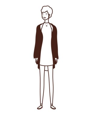 Beyaz arka planda ayakta genç kadın silüeti