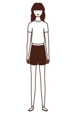 Beyaz arka planda ayakta genç kadın silüeti