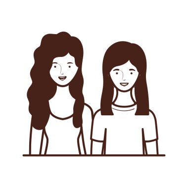 Beyaz arka planda genç kadınların silüeti