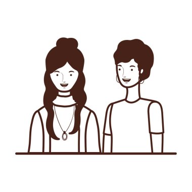 Beyaz arka planda genç kadınların silüeti