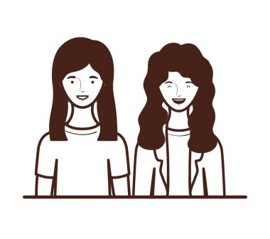 Beyaz arka planda genç kadınların silüeti