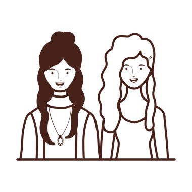 Beyaz arka planda genç kadınların silüeti