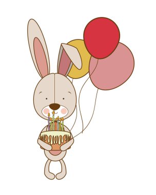 helyum balonları ile sevimli tavşan