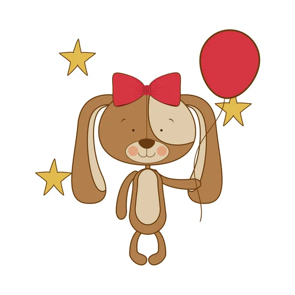 Cute puppy z balonami helu — Wektor stockowy