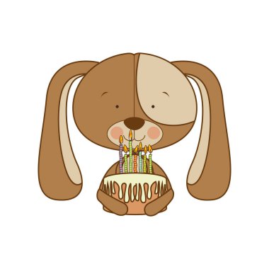 elinde pasta ile sevimli köpek yavrusu