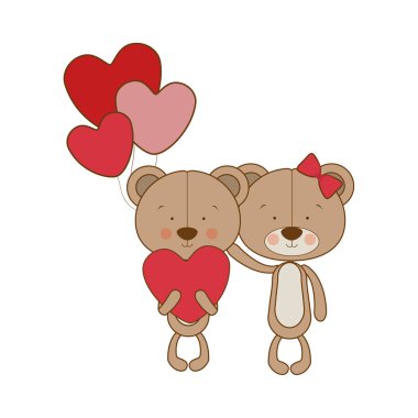 beyaz arka plan üzerinde helyum balonları ile sevimli ayı