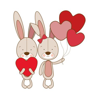 helyum balonları ile sevimli tavşan