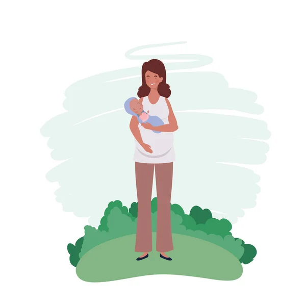Mère isolée avec design bébé — Image vectorielle
