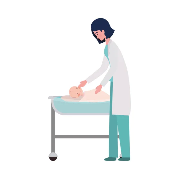 孤立的男婴和女医生设计 — 图库矢量图片
