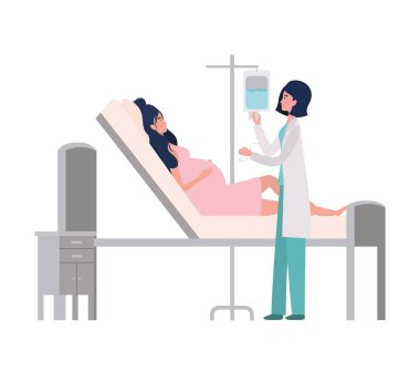 Doktor tasarımı ile izole hamile kadın