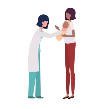 Bebek ve doktor tasarımı ile izole anne