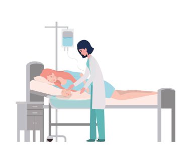 Bebek ve doktor tasarımı ile izole anne
