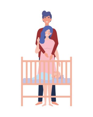 Bebek tasarımı ile izole anne ve baba