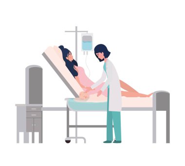 Bebek ve doktor tasarımı ile izole anne