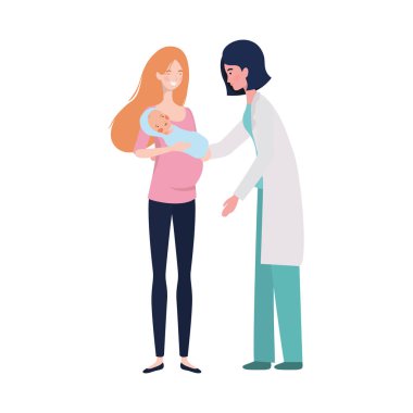 Bebek ve doktor tasarımı ile izole anne