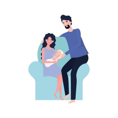 Bebek tasarımı ile izole anne ve baba