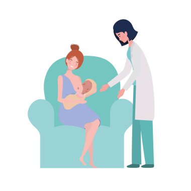 Bebek ve doktor tasarımı ile anne