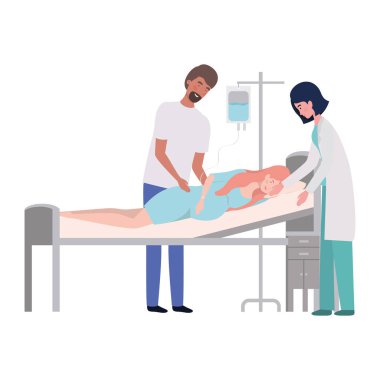 Doktor tasarımı ile hamile kadın ve erkek