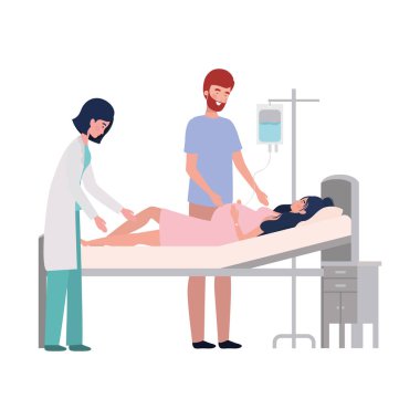 Doktor tasarımı ile hamile kadın ve erkek