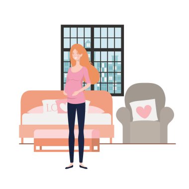 İzole hamile kadın tasarım vektör illüstrasyon