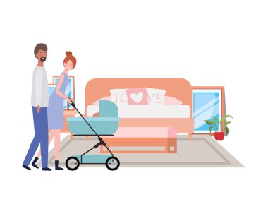 Bebek tasarımı ile izole anne ve baba