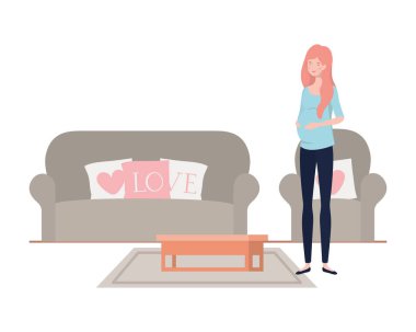 İzole hamile kadın tasarım vektör illüstrasyon