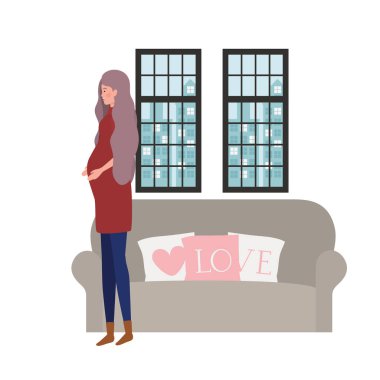 İzole hamile kadın tasarım vektör illüstrasyon