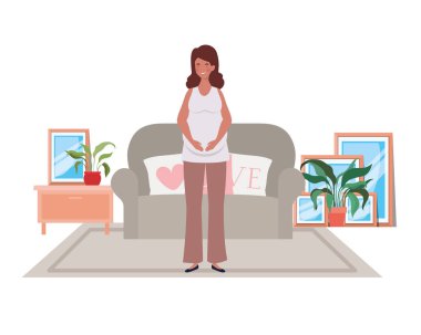 İzole hamile kadın tasarım vektör illüstrasyon