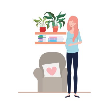 İzole hamile kadın tasarım vektör illüstrasyon