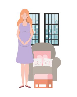 İzole hamile kadın tasarım vektör illüstrasyon