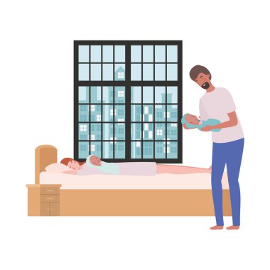 Bebek tasarımı ile izole anne ve baba