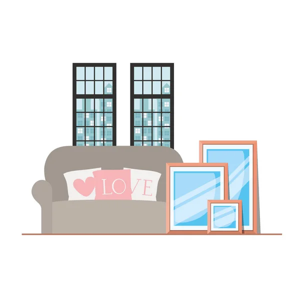 Comfortable home couch design vector illustration — Stock Vector