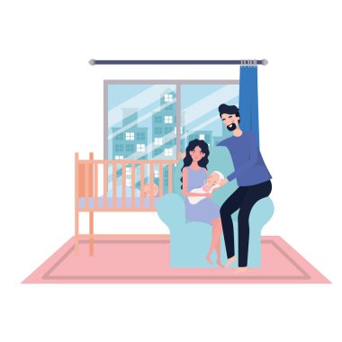 Bebek tasarımı ile izole anne ve baba