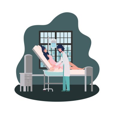 Bebek ve doktor tasarımı ile izole anne