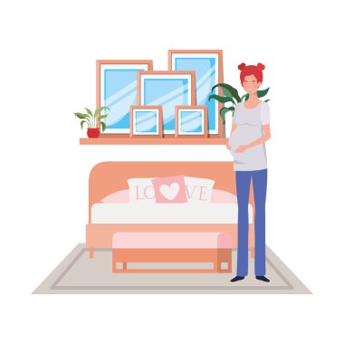 İzole hamile kadın tasarım vektör illüstrasyon