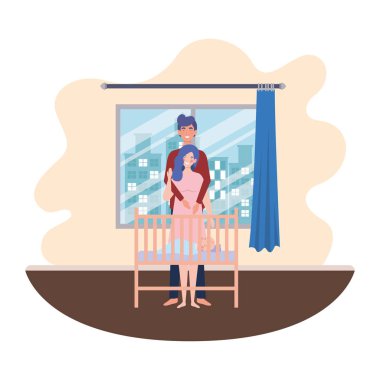 Bebek tasarımı ile izole anne ve baba