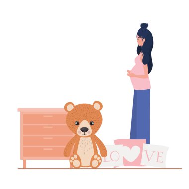 İzole hamile kadın tasarım vektör illüstrasyon