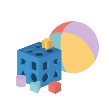 İzole bebek oyuncak tasarım vektör illüstrasyon