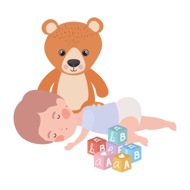 İzole erkek bebek tasarım vektör illüstrasyon