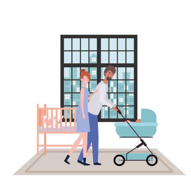Bebek tasarımı ile izole anne ve baba