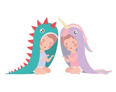 İzole erkek ve kız tasarımı