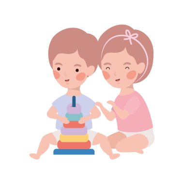 İzole erkek ve kız tasarımı